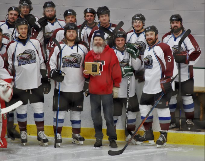Dan “Tim” Jacobsen has served as the Eagle River Falcons Hockey Team’s Manager for 18 seasons. Tim has been a huge part of the Falcons’ success and a shining beacon of an unsung member behind the scenes of the Great Lakes Hockey League.